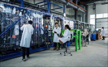 Photo of technicians at a Mangrove Lithium facility in Delta, B.C.