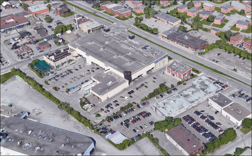 Aerial photo of proposed RioCan redevelopment project in Ottawa.