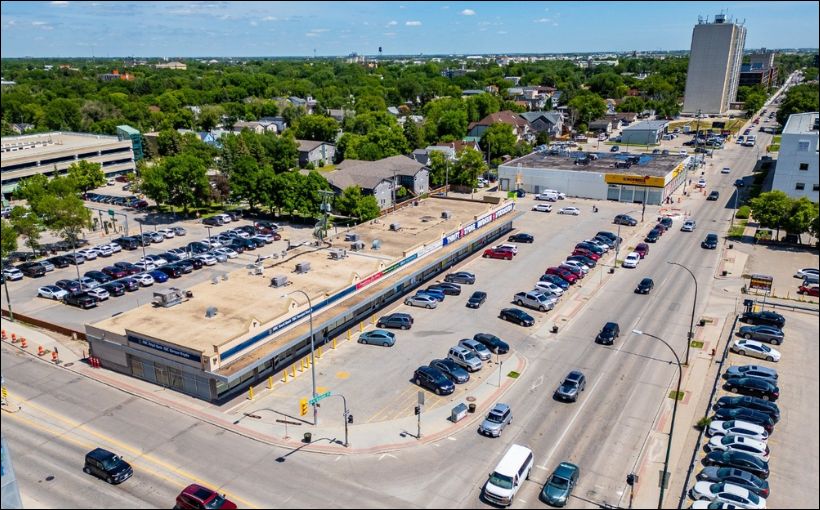 Aerial photo of shopping centre in Winnipeg's St. Boniface area.