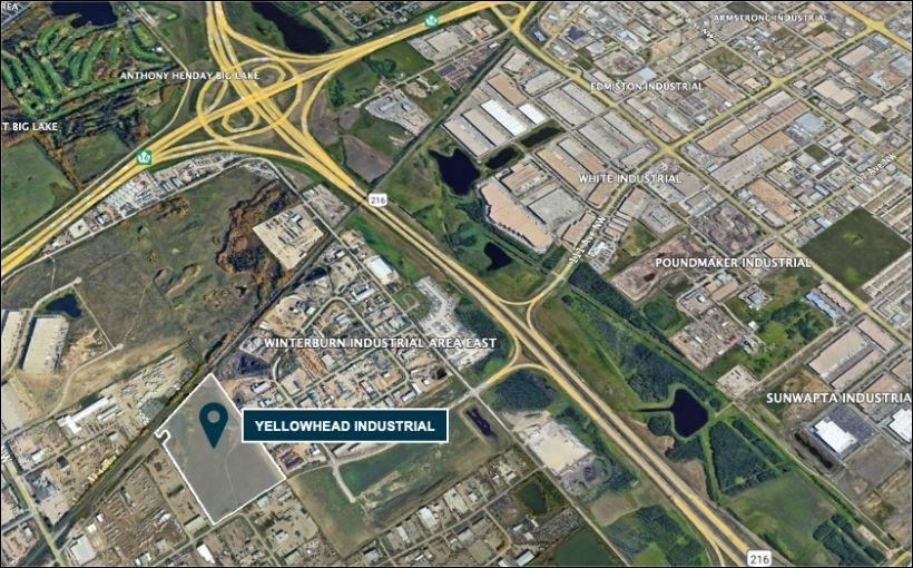 Aerial photo showing development land parcel in northeast Edmonton.