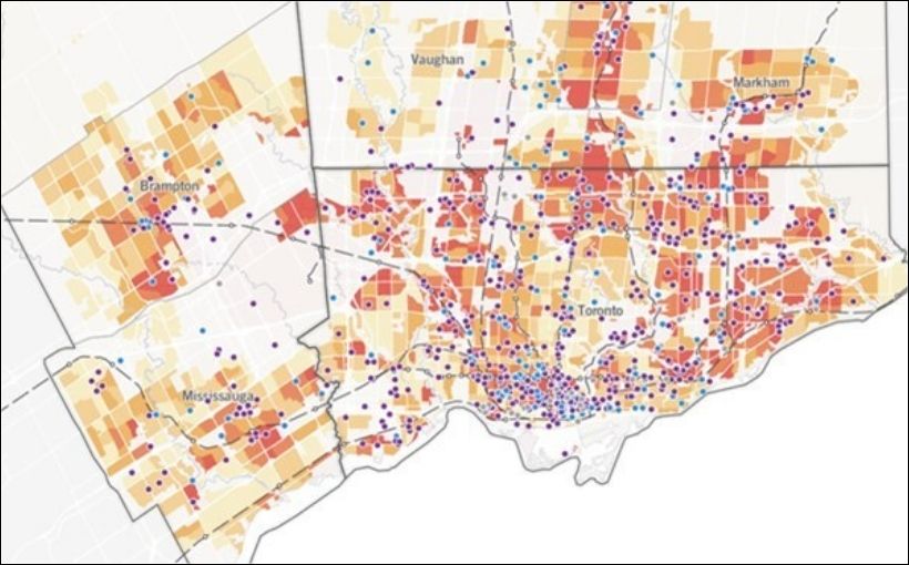 Map of Greater Toronto Area's Community Services Sector.