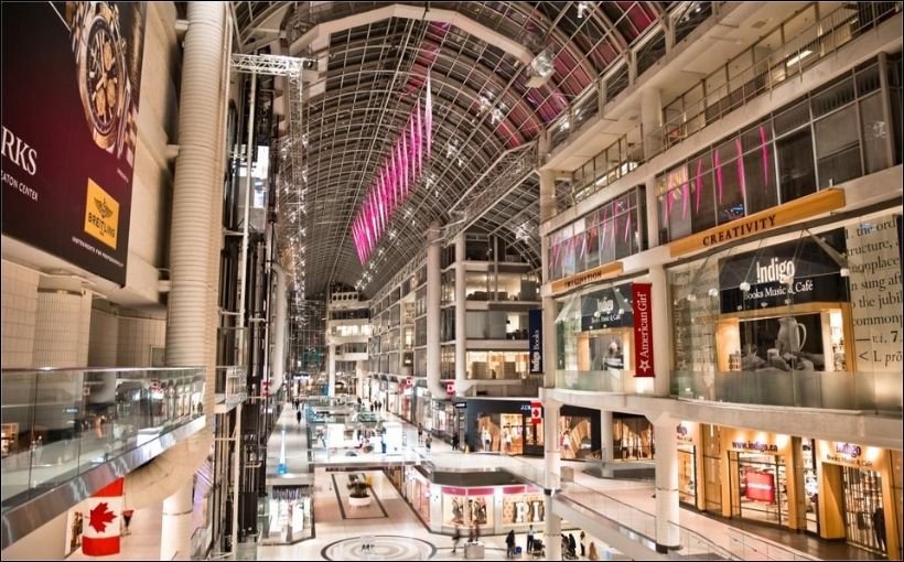 Photo of interior of Eaton Centre in Toronto.