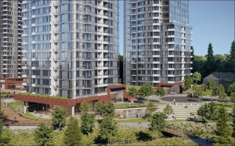 Rendering of a Coquitlaim, B.C., mixed-use development project.