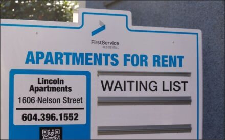 Photo of Apartments for Rent sign.
