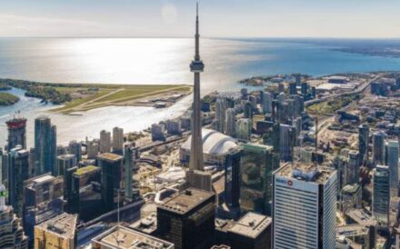 Aerial photo of downtown Toronto.