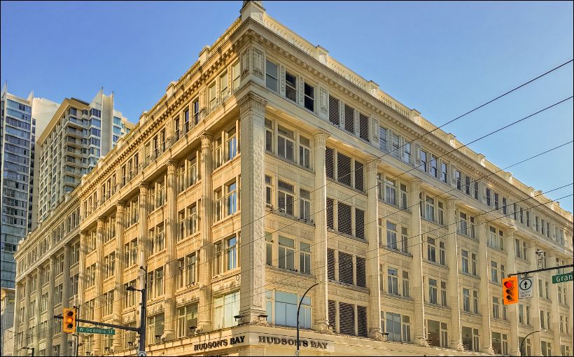 Photo of Hudson's Bay store in downtown Vancouver.