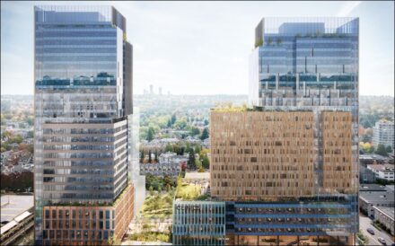 Rendering of two towers proposed as part of Vancouver General Hospital's expansion.