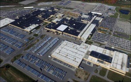 Aerial photo of Honda's automobile manufacturing plant in Alliston, Ont.