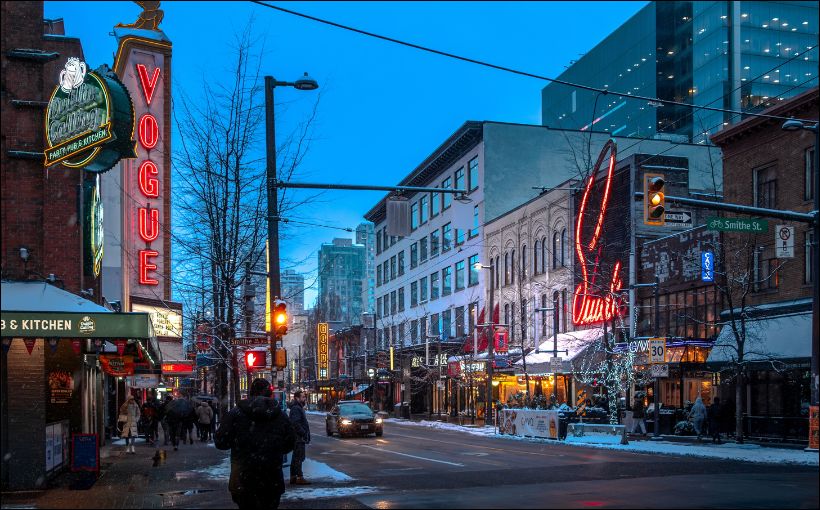 Photo of Vancouver's Granville entertainment strip.