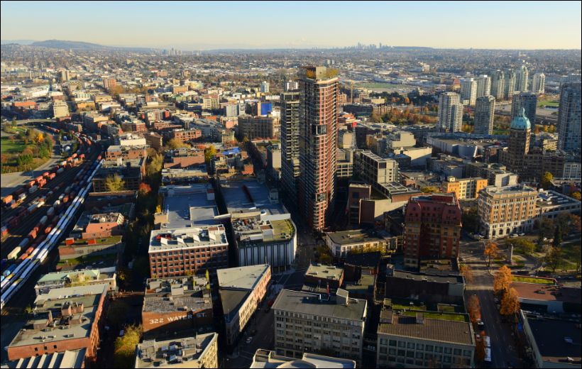 Aerial photo of Vancouver's Downtown Eastside.