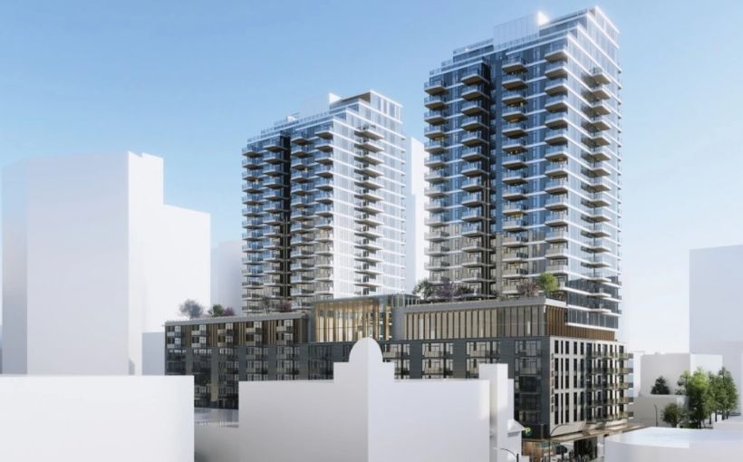 Proposed two-tower development project in Vancouver's West End. Photo: City of Vancouver/MCM Partnership