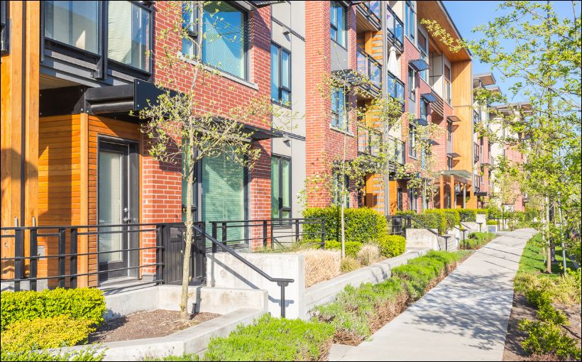 Photo of apartment condominiums on a street in Vancouver. Photo: Shutterstock.
