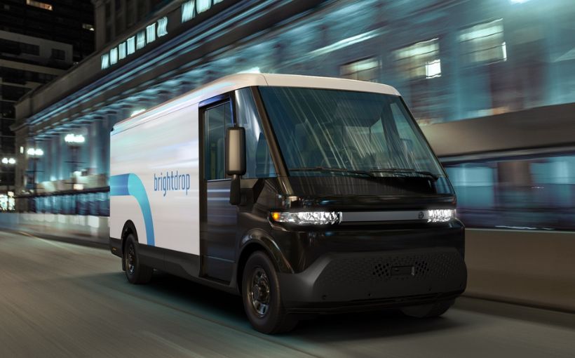 Photo of the BrightDrop electric delivery van.